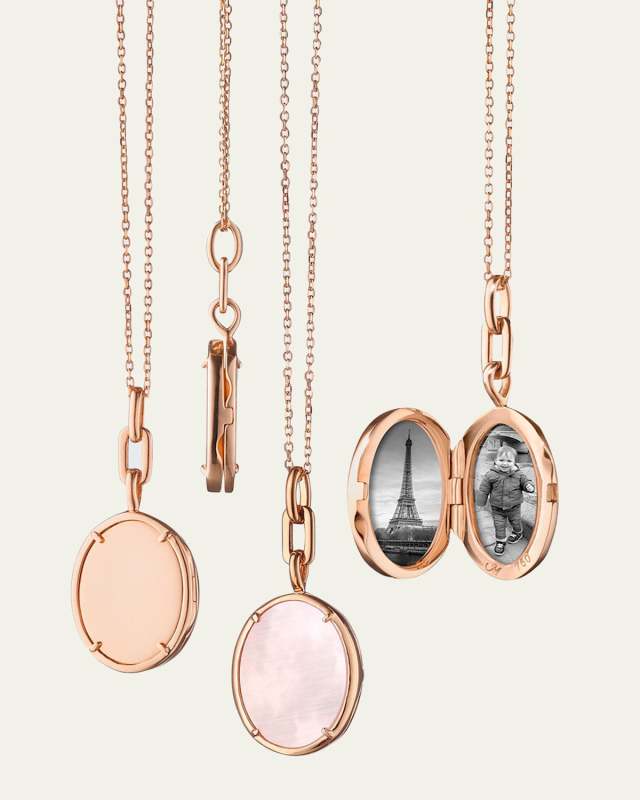 18K Rose Gold Elle Slim Mother-of-Pearl Locket